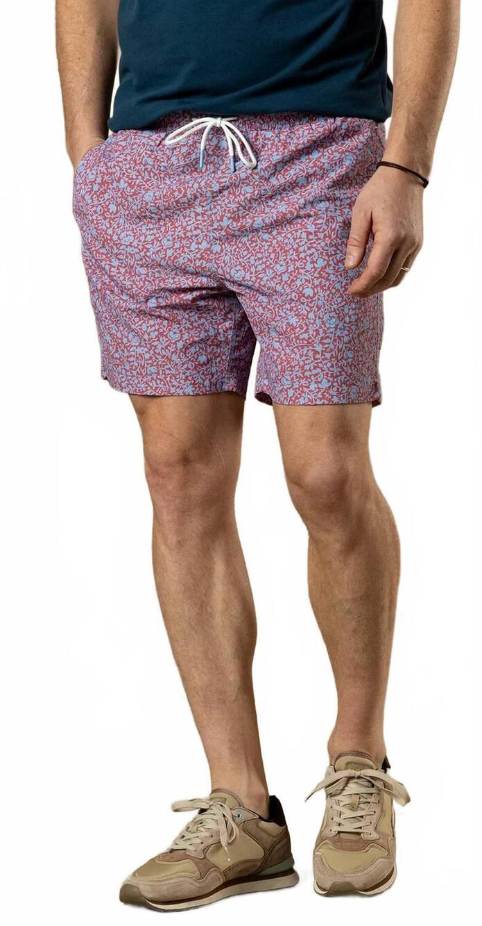 NEW DUCK HEAD men's print sailport swim shorts in serenity blue